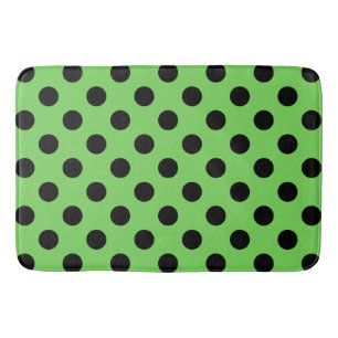 Tapis De Bain Pois noirs sur vert citron