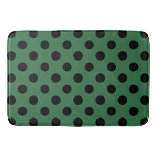 Tapis De Bain Pois noirs sur vert kelly