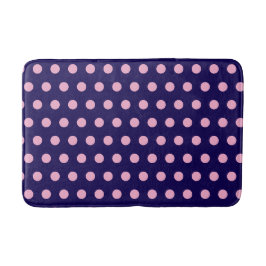 Tapis De Bain Pois roses gras sur bleu marine