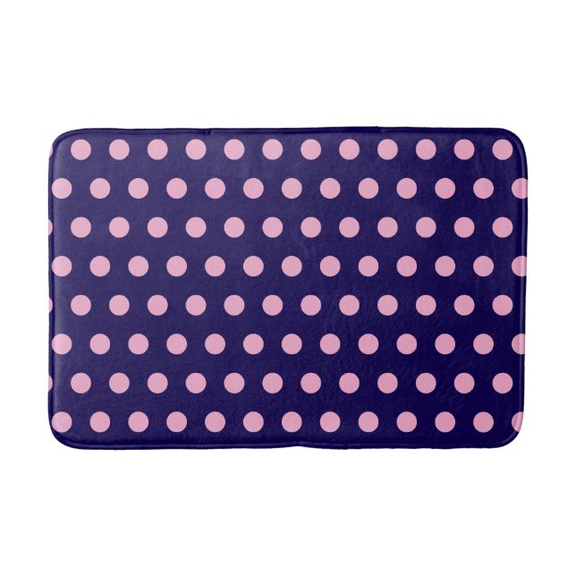 Tapis De Bain Pois roses gras sur bleu marine (Devant)