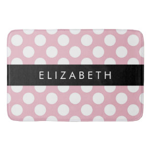 Tapis De Bain Pois roses, Motif Pointe Polka, Votre Nom