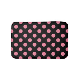Tapis De Bain pois roses tourbillonnant sur arrière - plan noir