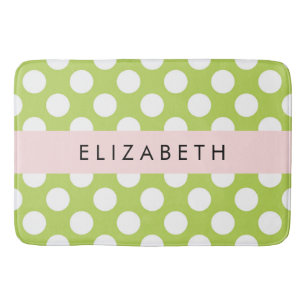 Tapis De Bain Pois verts, Motif Pointe Polka, Votre Nom