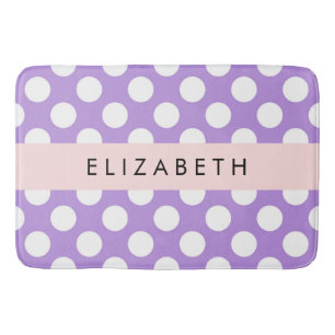 Tapis De Bain Pois violets, Motif Pointe Polka, Votre Nom