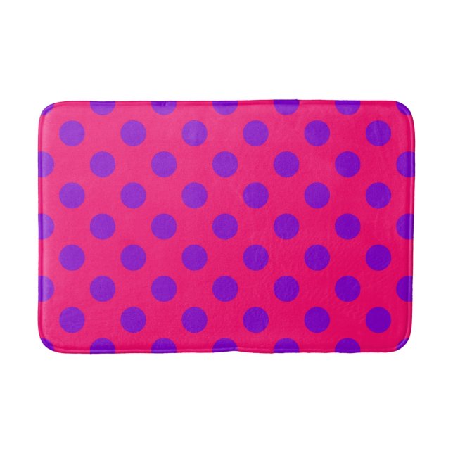 Tapis De Bain Pois violets sur cerise (Devant)