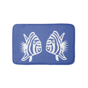 Tapis De Bain Poisson ange Douce Déco côtière bleue et blanche