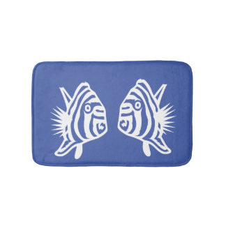 Tapis De Bain Poisson ange Douce Déco côtière bleue et blanche