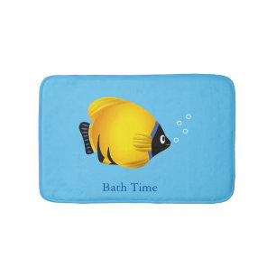 Tapis De Bain Poisson d'or pour enfants sur bleu clair