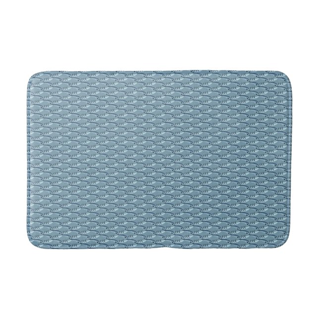 Tapis De Bain Poisson Motif ardoise bleu mat (Devant)