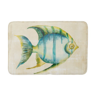 Tapis De Bain Poissons bleus et jaunes d'aquarium