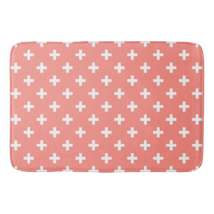 Tapis De Bain Polka blanche croise sur la pêche