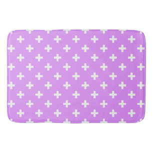 Tapis De Bain Polka blanche croise sur lilas
