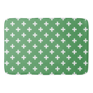 Tapis De Bain Polka blanche croise sur vert