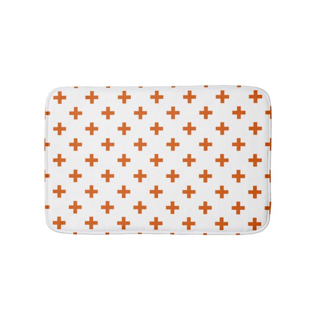 Tapis De Bain Polka orange croise sur blanc (Devant)