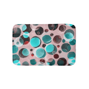 Tapis De Bain Polka point aquarelle, motif abstrait.