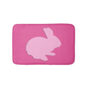 Tapis De Bain Polka rose Point Silhouette Lapin Lapin Rabbit Mat