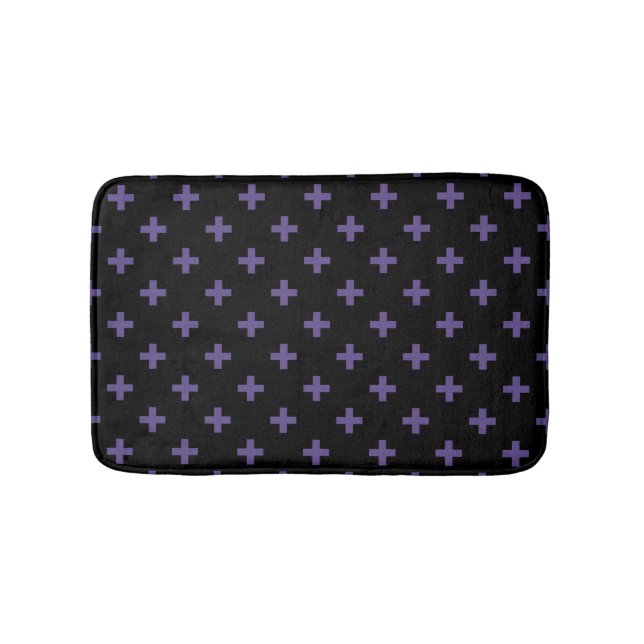 Tapis De Bain Polka ultra violet croise sur noir (Devant)