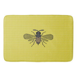 Tapis De Bain Polkadot Jaune Jaune Décor Vintage Abeille de miel
