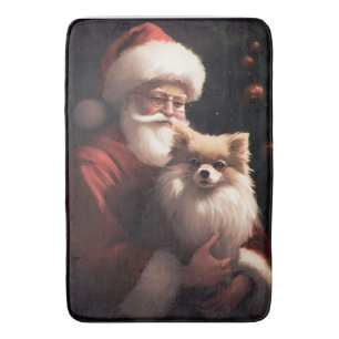 Tapis De Bain Poméranien avec Noël Festif du Père Noël