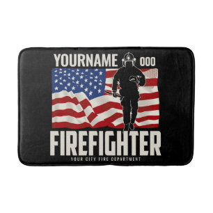 Tapis De Bain Pompier personnalisé Secourir USA Drapeau Patriot