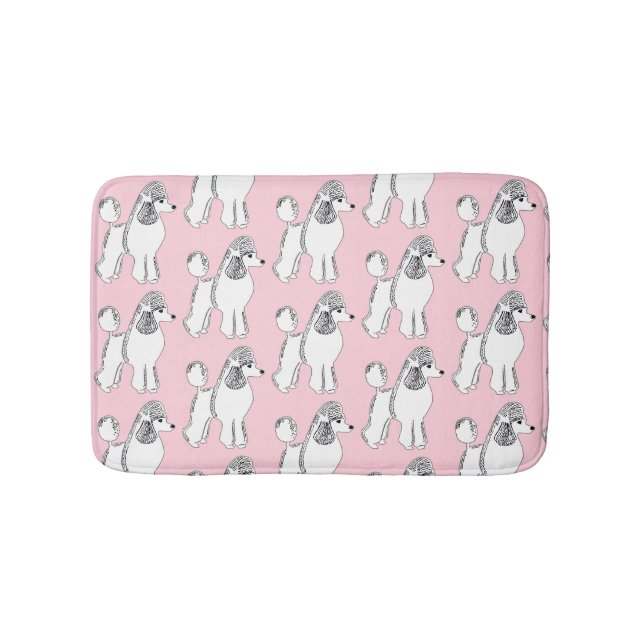Tapis De Bain Poodles blancs Motif baignade rose pâle (Devant)