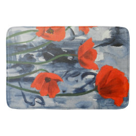Tapis De Bain Poppies rouges sur gris