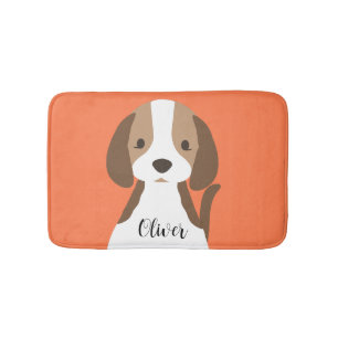Tapis De Bain Portrait de chien marron et blanc mignon