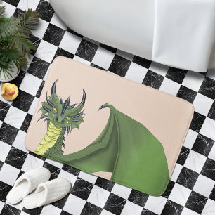 Tapis De Bain Portrait de dragon vert mignon Fantaisie pêche