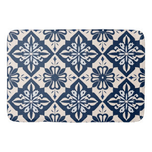 Tapis De Bain Portugais Azulejo Bleu et Blanc