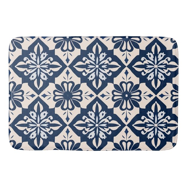 Tapis De Bain Portugais Azulejo Bleu et Blanc (Devant)