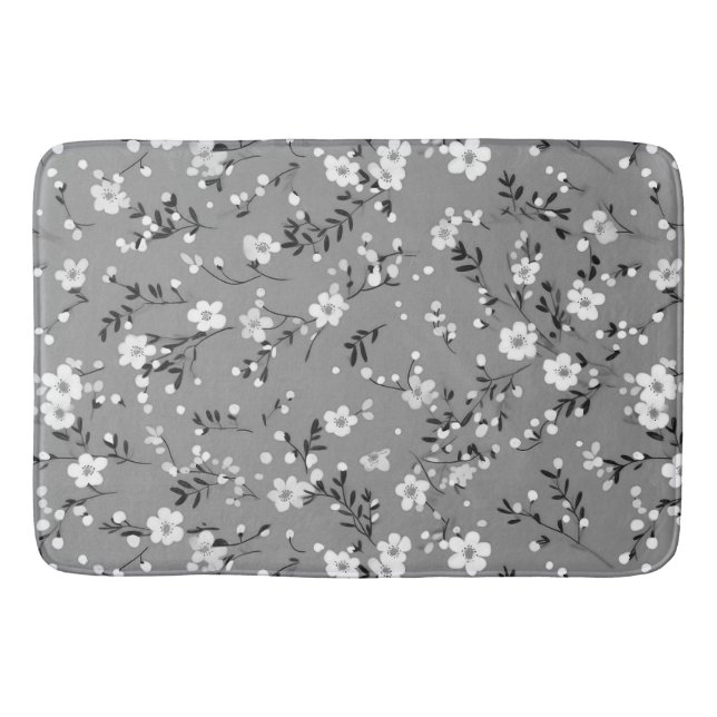 Tapis De Bain Positions Blanches Sur Gris (Devant)