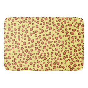 Tapis De Bain Poster de animal Leopard moderne Motif rouge jaune