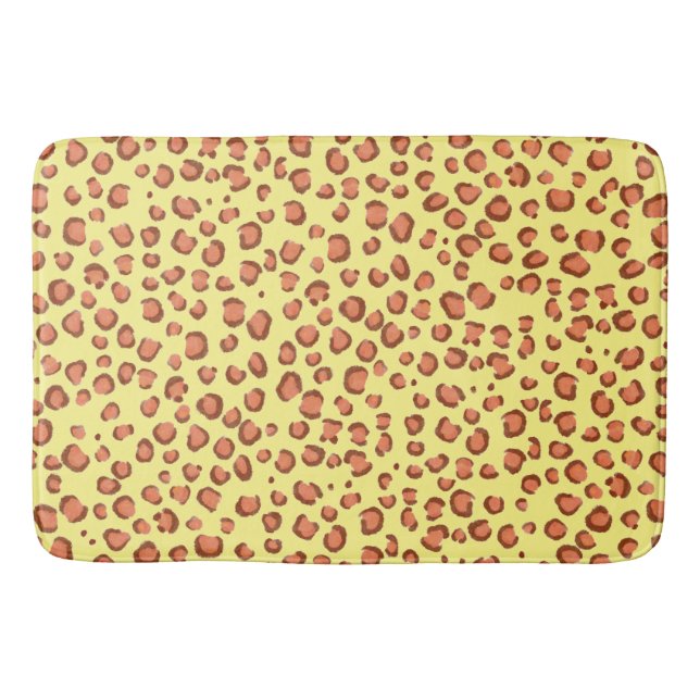Tapis De Bain Poster de animal Leopard moderne Motif rouge jaune (Devant)