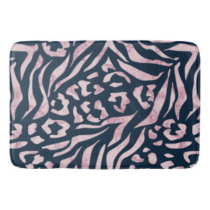 Tapis De Bain Poster de animal, léopard, tigre, bleu, rose, peau