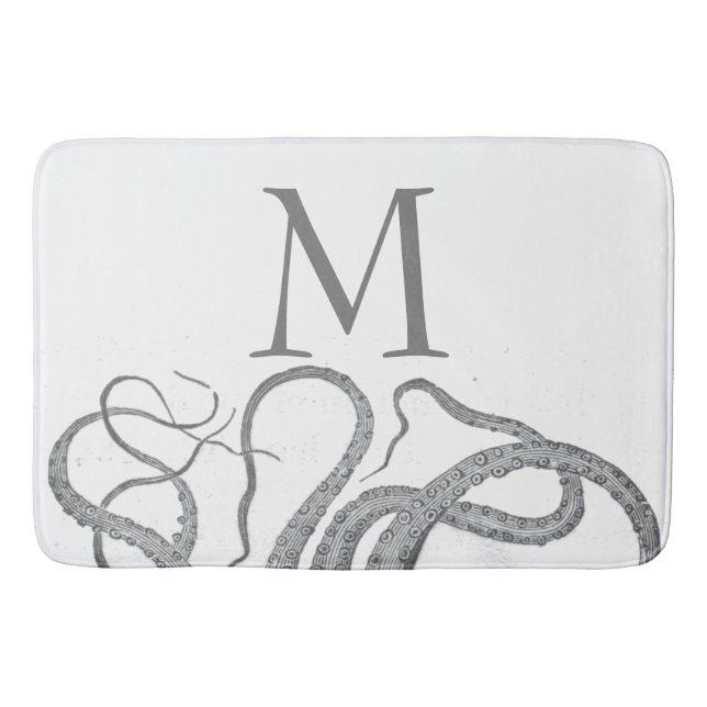 Tapis De Bain Potopus nautique monogramme personnalisé kraken (Devant)
