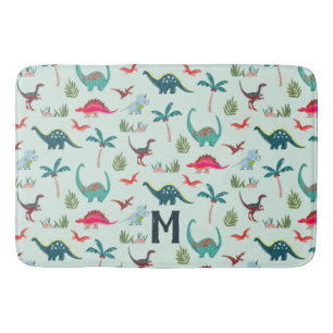 Tapis de bain pour enfants à monogramme de dinosau