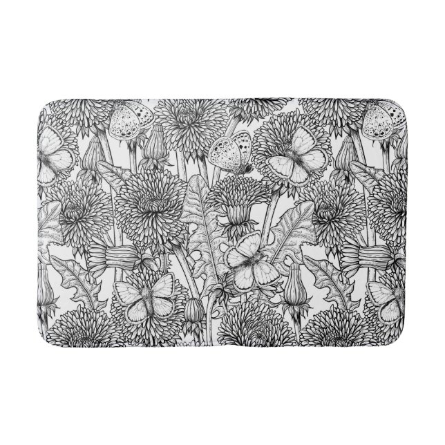 Tapis De Bain Pré Dandelion en noir et blanc (Devant)
