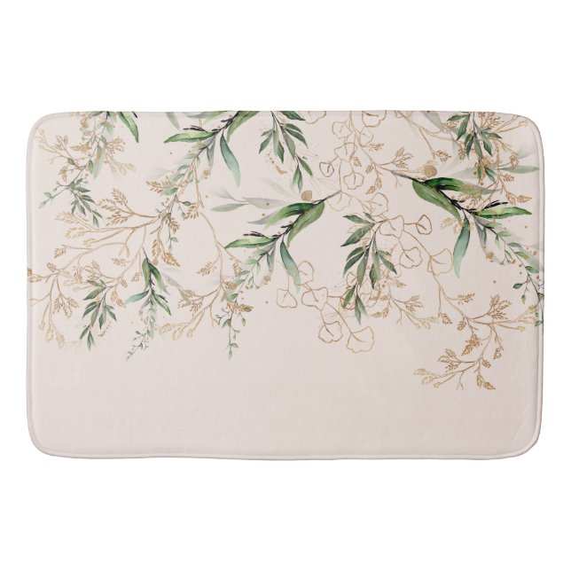 Tapis De Bain Premium Moderne Boho Eucalyptus Clair Rose (Devant)