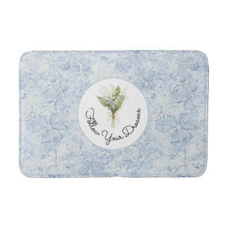 Tapis De Bain Pretty Blue White Flowers Follow Your Dreams