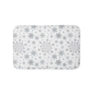 Tapis De Bain Pretty Silver Flammes de neige de Noël en hiver bl