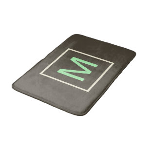 Tapis De Bain Puce de chocolat Monogram Mint Géométrique