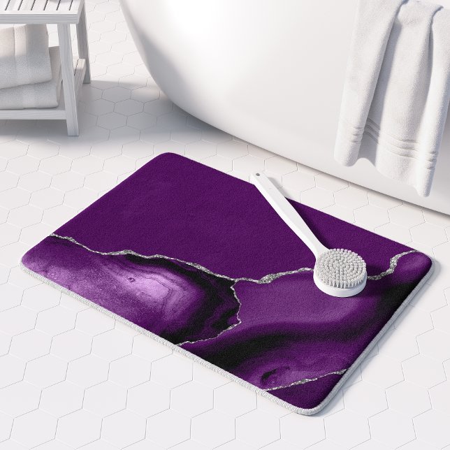 Tapis De Bain Purple Agate Silver Glitter (Créateur téléchargé)