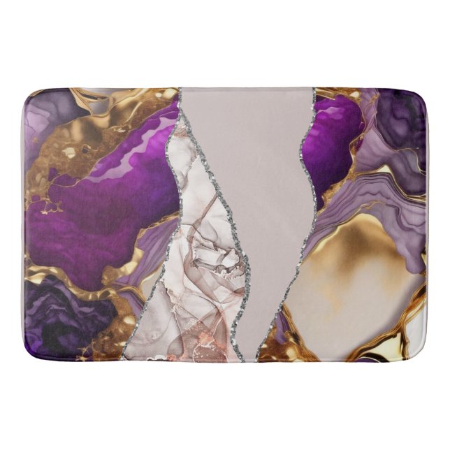 Tapis De Bain Purple Gold Luxury Design élégant Texture liquide (Devant)