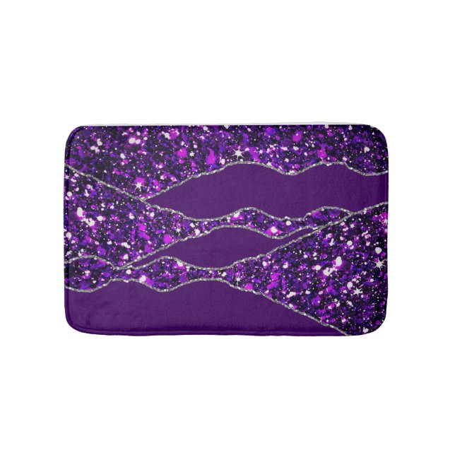Tapis De Bain Purple Silver Luxury Elégant Texture Liquide (Devant)