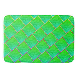 Tapis De Bain Quadrados verde azulado, linhas de três cores.