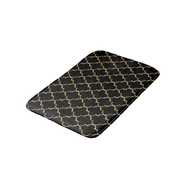 Tapis De Bain Quatrefoil noir et or (Angle)