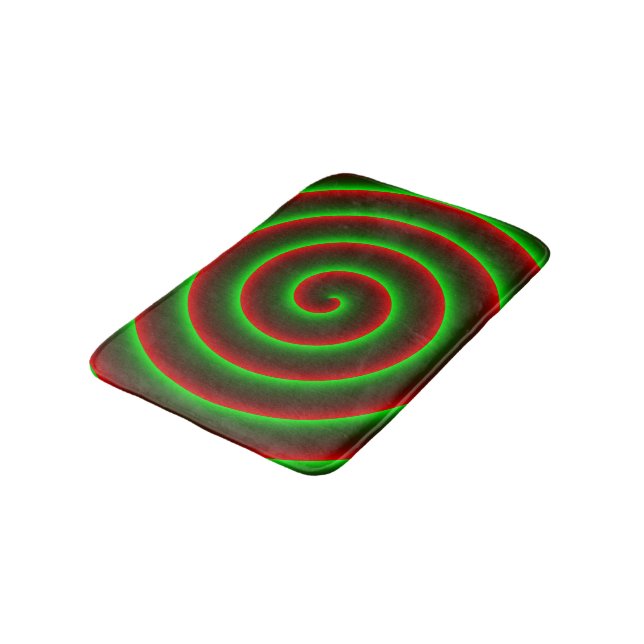 Tapis De Bain Quer mudar ou vermelho ? Espiral verde chamativo. (Angle)