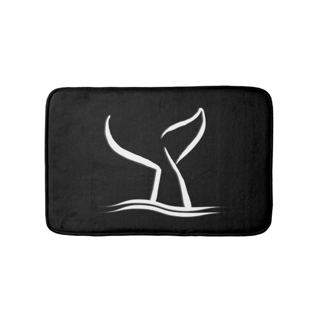 Tapis De Bain Queue blanche sur noir (Devant)