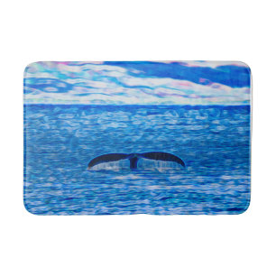 Tapis De Bain Queue de baleines Bleu profond Océan