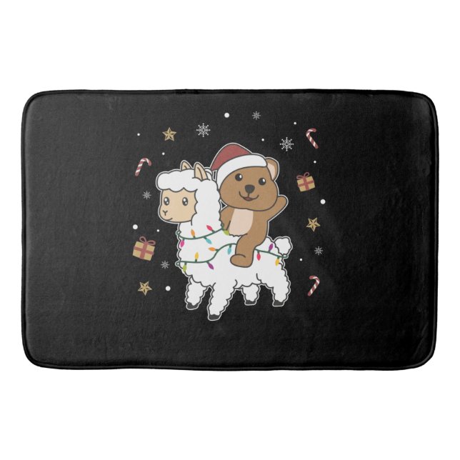 Tapis De Bain Quokka Llama Noël Neige Animaux d'hiver (Devant)
